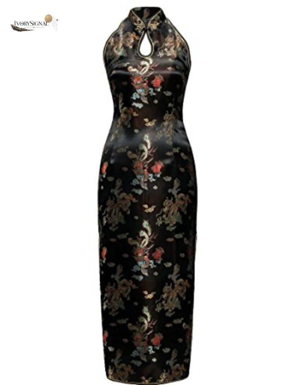Backless Long Halter Prom Dress Sheath High Neck Sleeveless Maxi Formal
